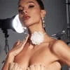 Rosie White Flower Mesh Choker