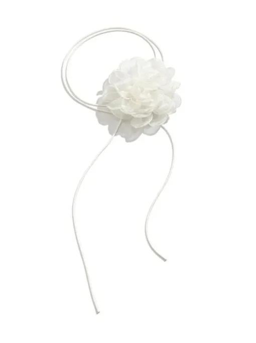 Rosie White Flower Mesh Choker