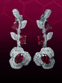 Rote Crystal Flower Drop Earrings