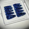 Royal Blue Crystal Stilleto Handmade Press On Nails