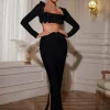 Rufus Flower Bandage Skirt Set In Black