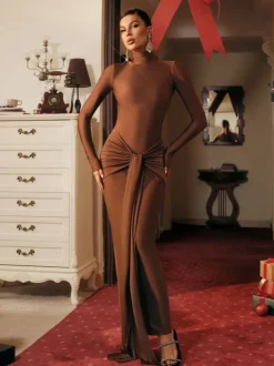 Rumaysa Long Sleeve Twisted Maxi Dress