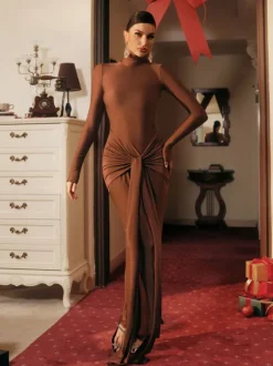 Rumaysa Long Sleeve Twisted Maxi Dress