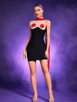 Ryland Mesh Embellished Bandage Dress