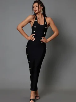 Sadie Button Embellished Bandage Dress