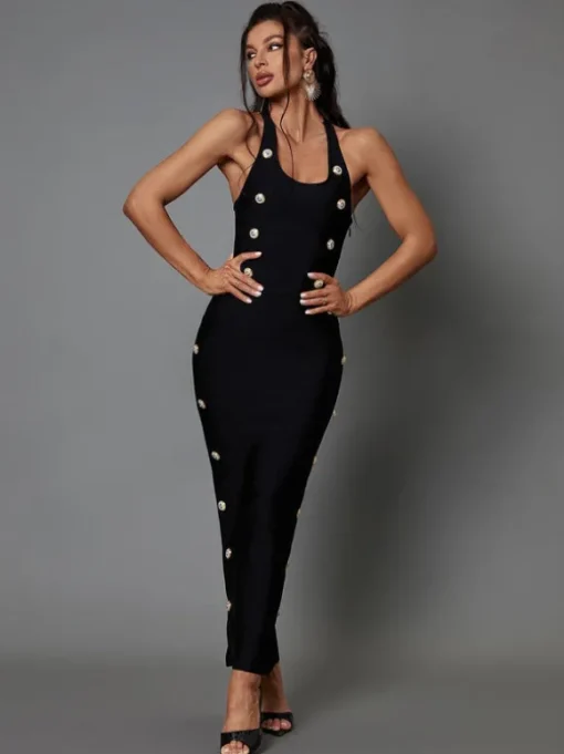 Sadie Button Embellished Bandage Dress