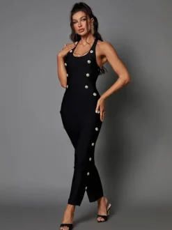 Sadie Button Embellished Bandage Dress
