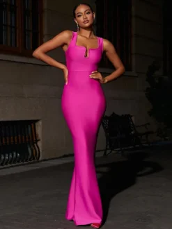 Sadira Bandage Maxi Dress In Hot Pink