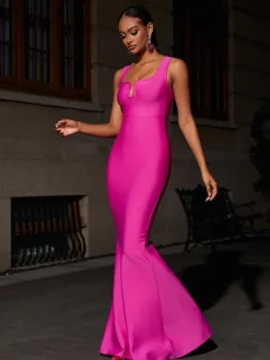 Sadira Bandage Maxi Dress In Hot Pink