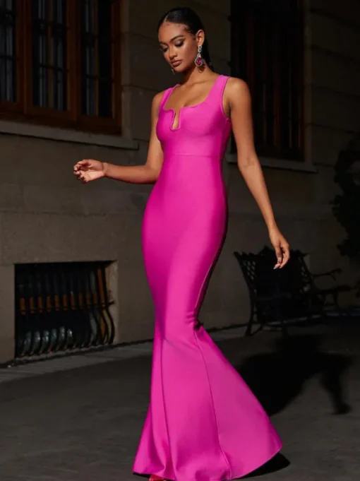 Sadira Bandage Maxi Dress In Hot Pink