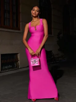 Sadira Bandage Maxi Dress In Hot Pink