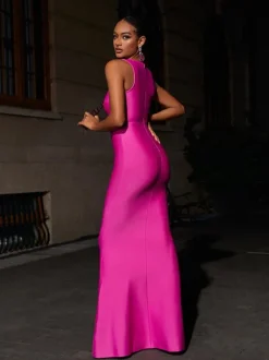 Sadira Bandage Maxi Dress In Hot Pink