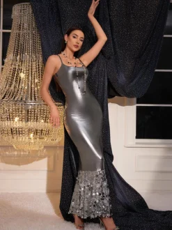 Samuel Sequin Mermaid Metallic Maxi Dress