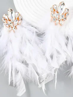 Sayda Rhinestone Feather Earrings