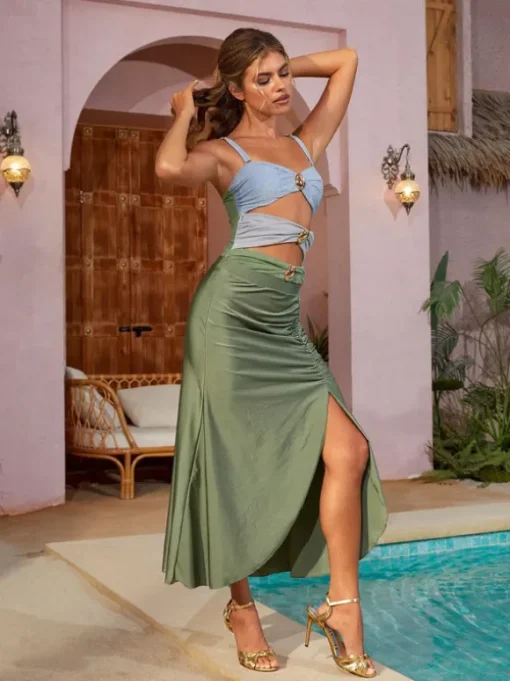 Sayer Color Clash Swimwear Two Piece Set