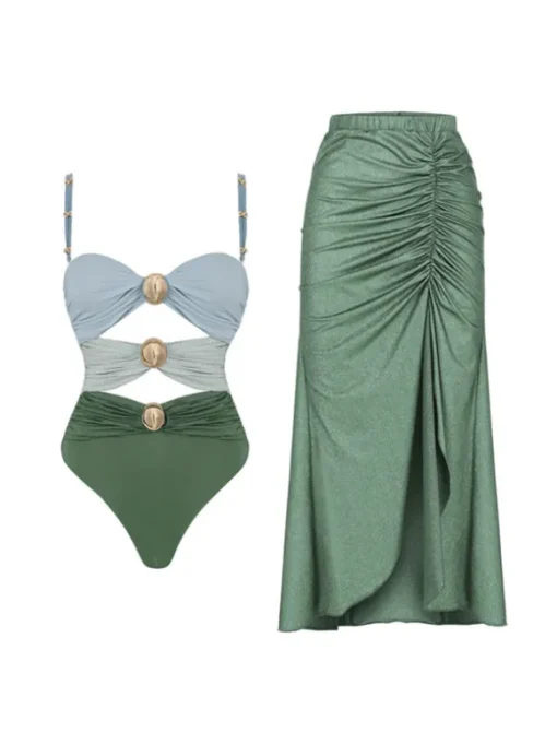 Sayer Color Clash Swimwear Two Piece Set