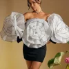 Selasi Off Shoulder Flower Mini Dress