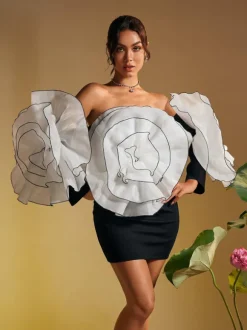 Selasi Off Shoulder Flower Mini Dress