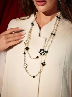 Senai Pearl Flower Opera Necklace