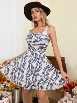 Shai Embroidered Hollow Mini Dress