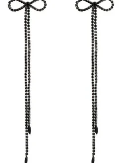 Shalini Rhinestone Bow Long Chain Earrings