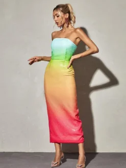 Shanti Strapless Sequin Ombre Maxi Dress