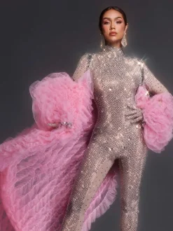 Shaquanna Tulle Coat In Pink