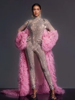 Shaquanna Tulle Coat In Pink