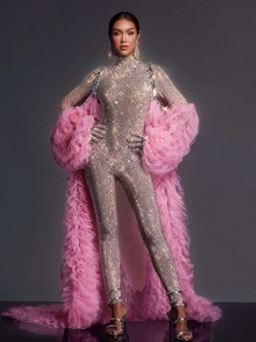 Shaquanna Tulle Coat In Pink