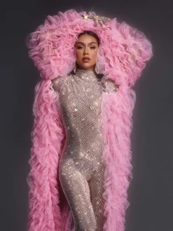 Shaquanna Tulle Coat In Pink
