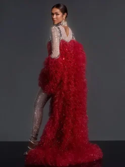 Shaquanna Tulle Coat In Red