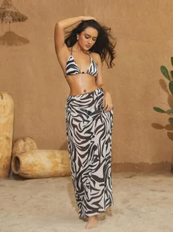 Shay Zebra Printed Bikini Three Piece Set