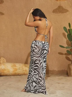 Shay Zebra Printed Bikini Three Piece Set