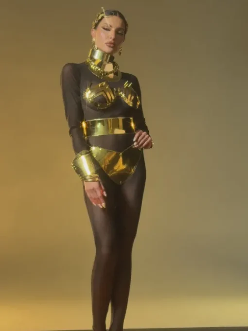 Silvior Long Sleeve Mesh Jumpsuit