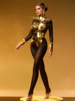 Silvior Long Sleeve Mesh Jumpsuit