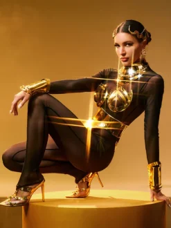Silvior Long Sleeve Mesh Jumpsuit