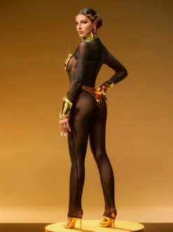 Silvior Long Sleeve Mesh Jumpsuit