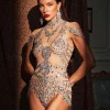 Simona High Neck Rhinestone Bodysuit