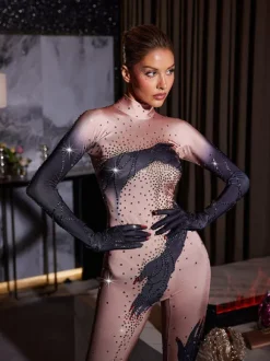 Soren Long Sleeve Hands Printed Gloves Jumpsuit
