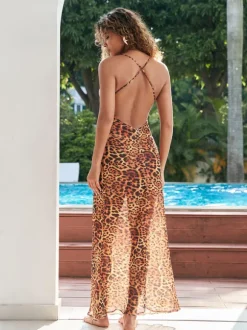 Svea Lace Leopard Printed Maxi Dress