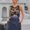 Syvanna Sleeveless Cutout Satin Skirt Set