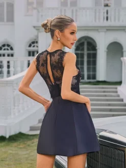 Syvanna Sleeveless Cutout Satin Skirt Set