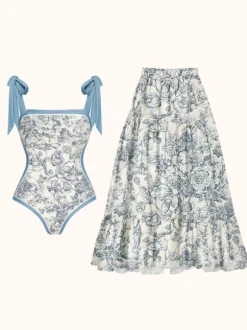 Tabitha Floral Printed Swimwear Two Piece Set
