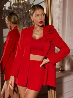 Tambi Long Sleeve Flower Blazer Set