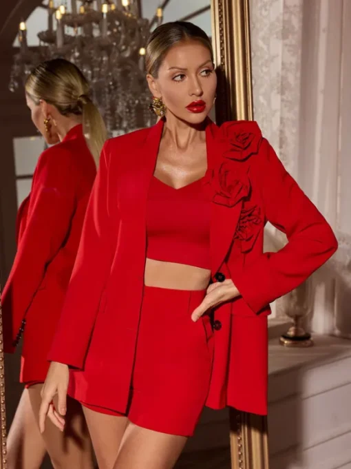 Tambi Long Sleeve Flower Blazer Set