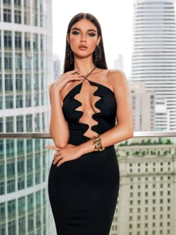 Taran V Neck Cutout Maxi Dress