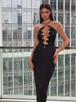 Taran V Neck Cutout Maxi Dress