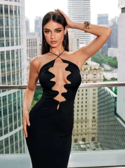 Taran V Neck Cutout Maxi Dress