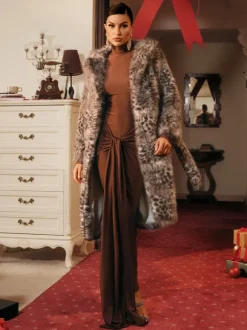 Tavares Leopard Faux Fur Coat