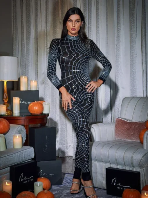 Teah Long Sleeve Cobweb Jumpsuit